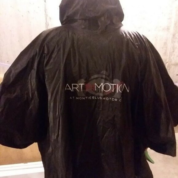 Monticello Motor Club Black Rain Poncho perfect with Tag Aqua Sheen - Picture 4 of 7